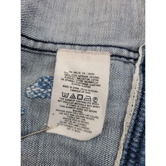 Anthropologie Pilcro Denim Trucker Jacket Size Small Embroidered Bling Boho 90s - Picture 11 of 12